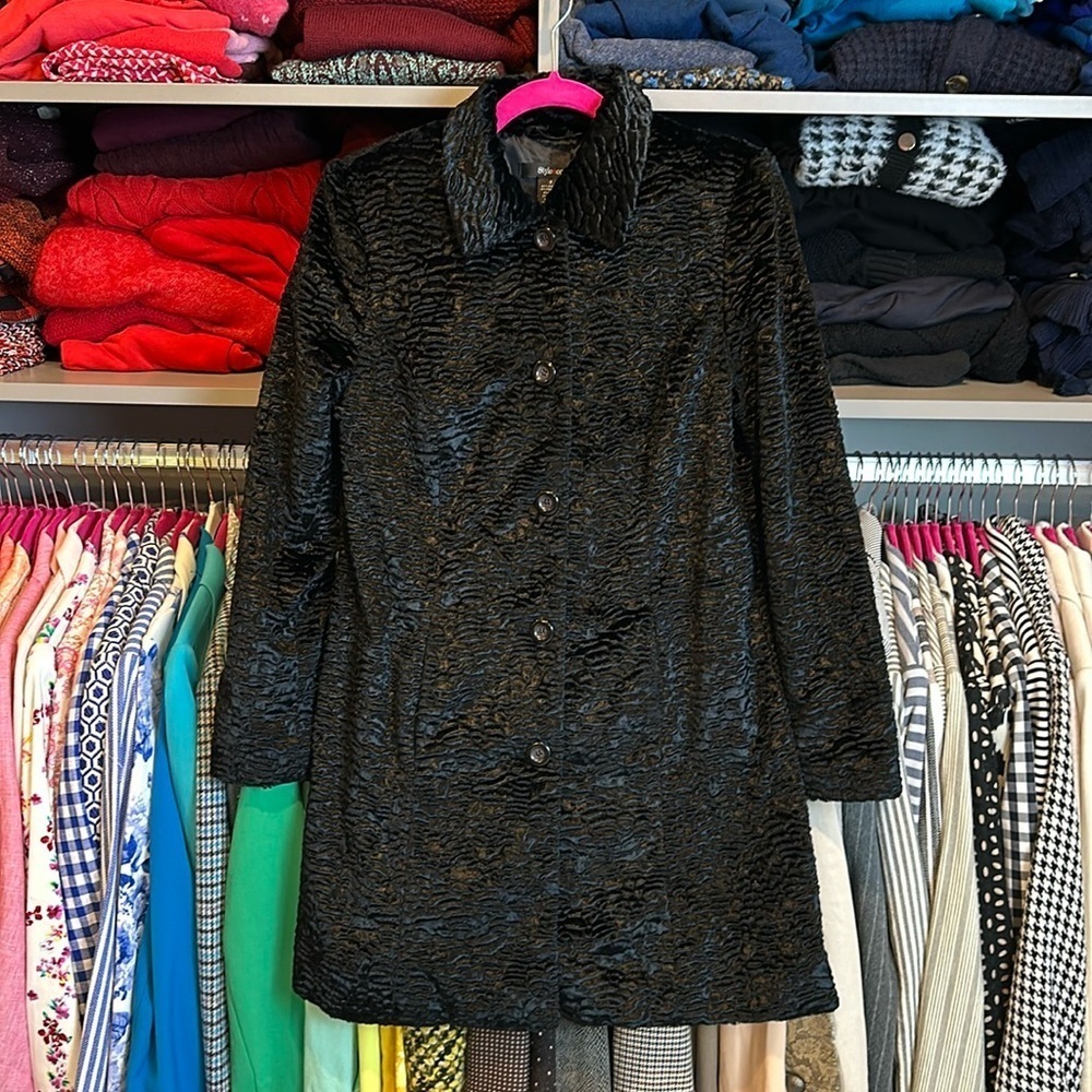 Style & Co black faux fur coat size S